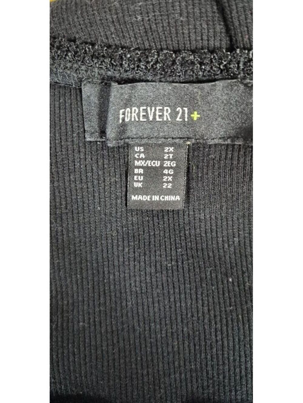 Forever 21 Plus 2X Black Ribbed Scoop Neck Tie Front Top - Picture 5 of 6